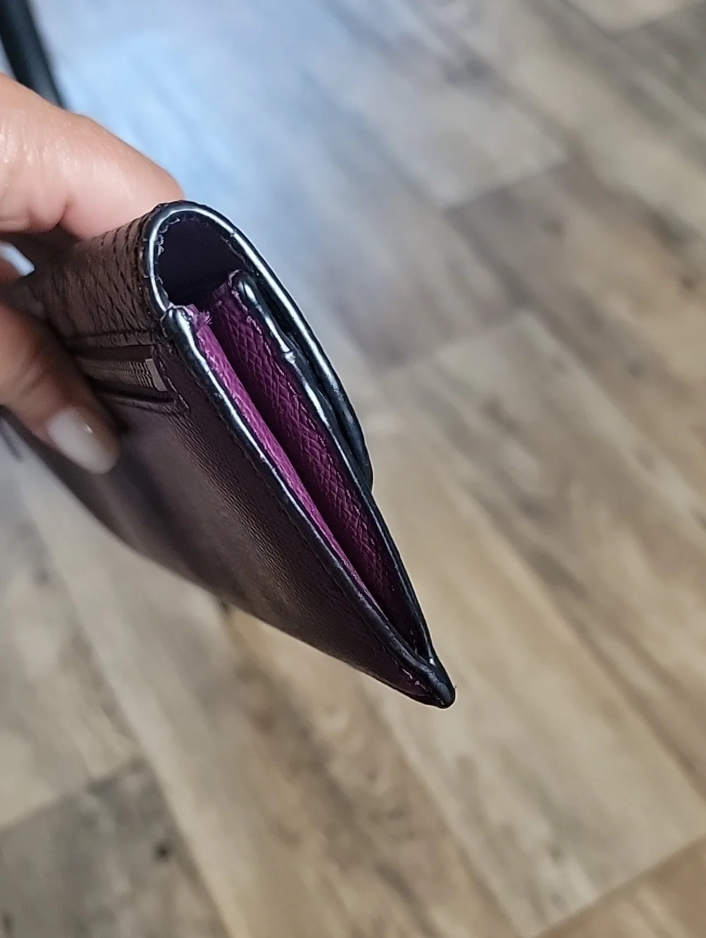 Coach Plum Leather Continental Wallet with Python-Print Envelope Style